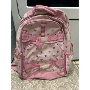 Pottery Barn Kids Pink With Gold Hearts Backpack Size Large